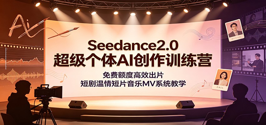 Seedance2.0超级个体AI创作训练营：免费额度高效出片，短剧温情短片音乐MV系统教学-藏宝阁