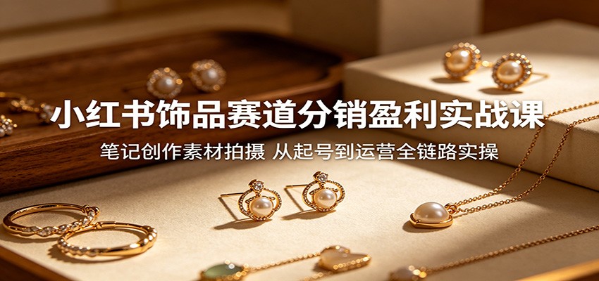 小红书饰品赛道分销盈利实战课：笔记创作素材拍摄，从起号到运营全链路实操-藏宝阁
