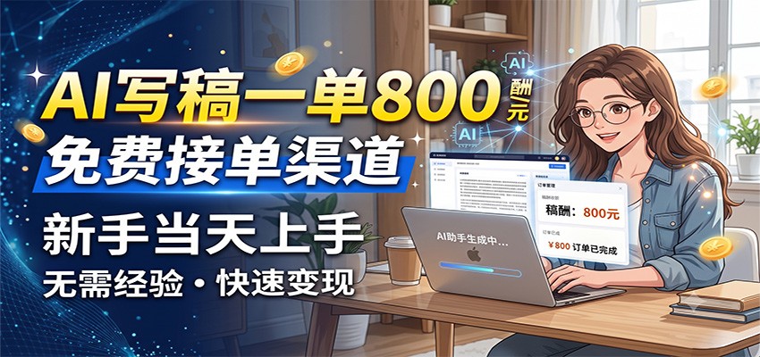AI写稿一单800，免费接单渠道，一单一结几十到上千，新手当天上手-藏宝阁