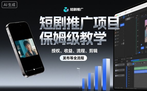 短剧推广项目保姆级教学，授权、收益、流程、剪辑，发布等全流程-藏宝阁