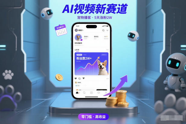 AI视频新赛道，宠物播客仅注册5天涨粉2W，收益非常可观-藏宝阁