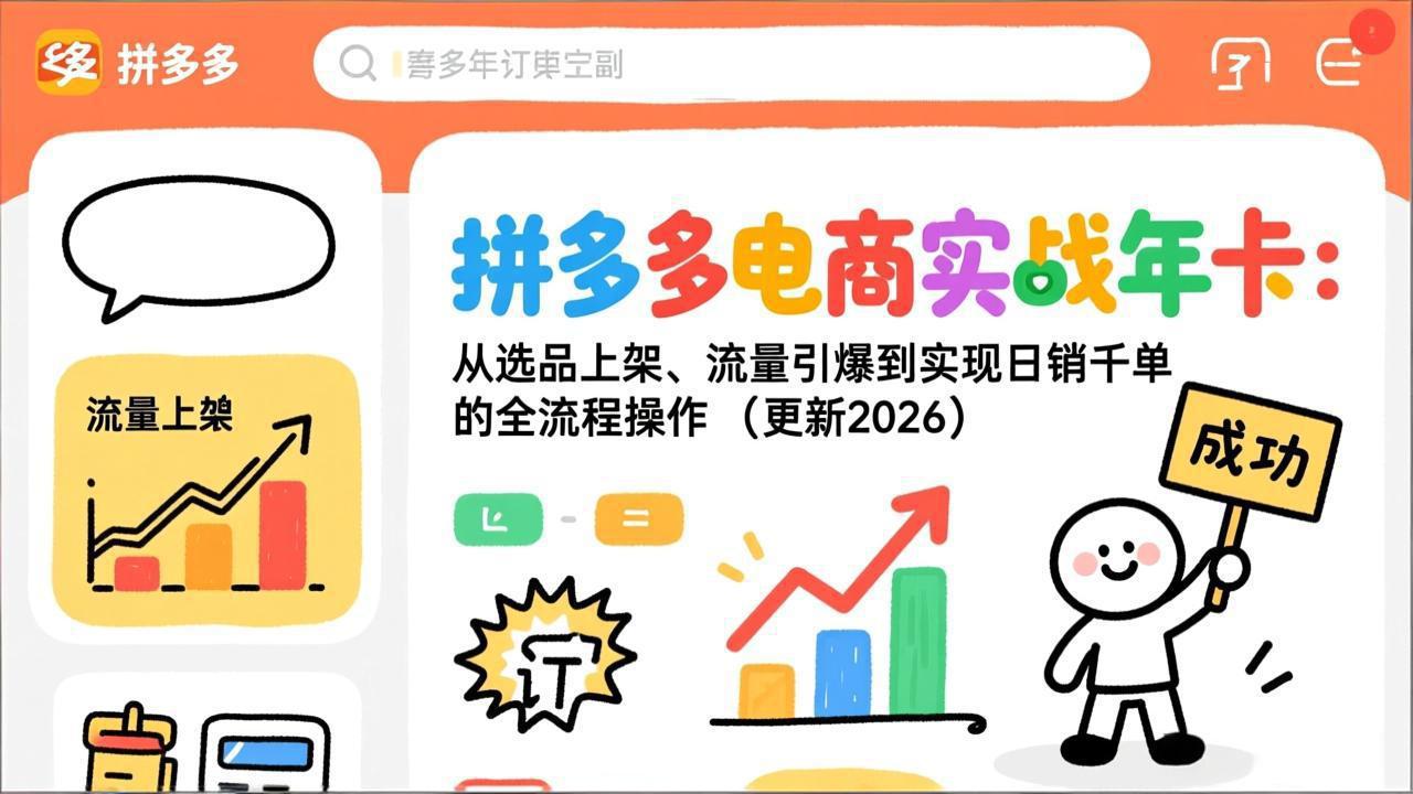 拼多多电商实战年卡：从选品上架、流量引爆到实现日销千单的全流程操作(更新2026年8月-藏宝阁