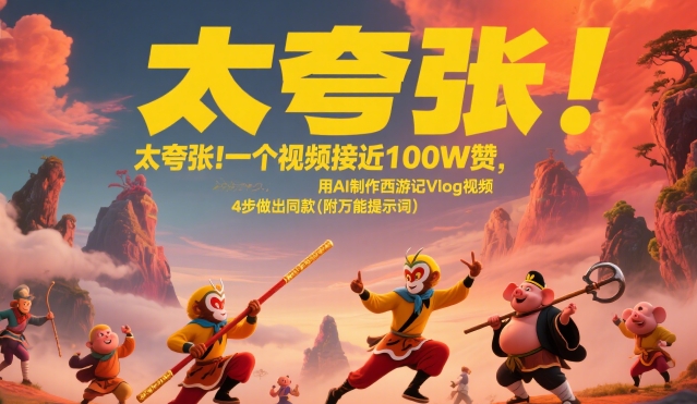 太夸张！一个视频接近100W赞，用AI制作西游记Vlog视频，全流程拆解来了(附万能提示词)-藏宝阁