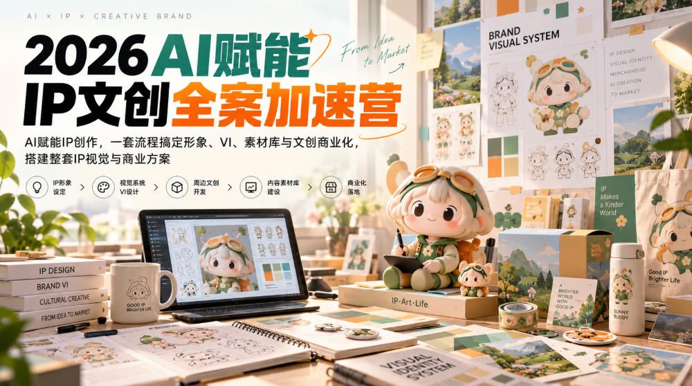 2026AI赋能ip文创全案加速营，AI赋能IP创作，一套流程搞定形象、VI、素材库与文创商业化，搭建整套IP视觉与商业方案-藏宝阁