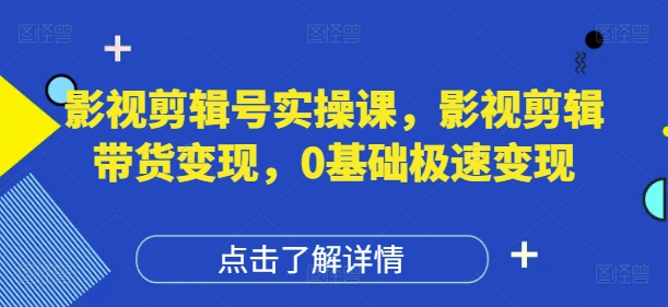 影视剪辑号实操课，影视剪辑带货变现，0基础极速变现-藏宝阁