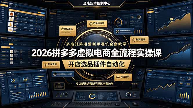 2026拼多多虚拟电商全流程实操课，开店选品插件自动化，多店矩阵运营新手避坑全套教学-藏宝阁