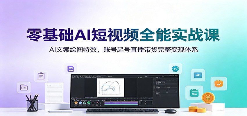零基础AI短视频全能实战课：AI文案绘图特效，账号起号直播带货完整变现体系-藏宝阁