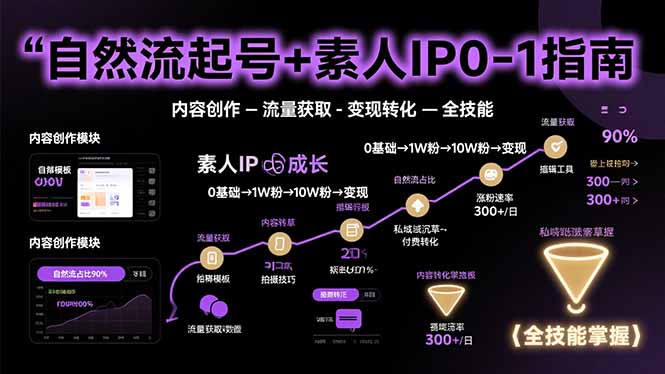 自然流起号+素人IP0-1指南，快速掌握内容创作-流量获取-变现转化-全技能-藏宝阁