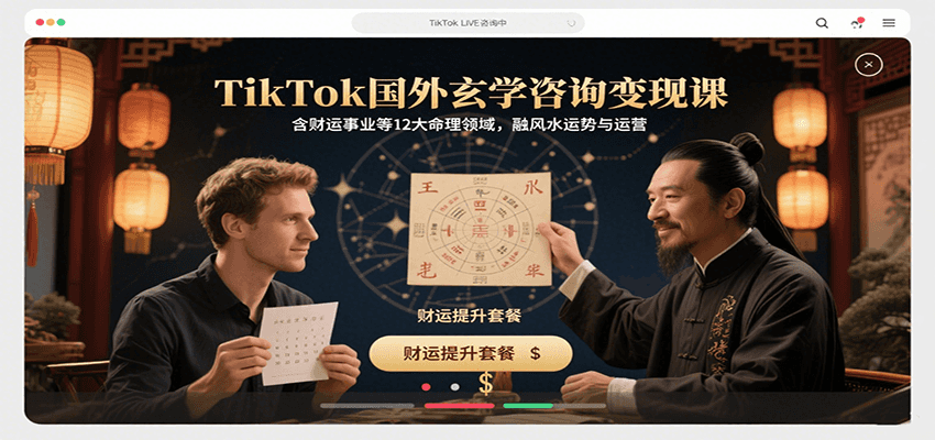 TikTok国外玄学咨询变现课，含财运事业等12大命理领域，融风水运势与运营-藏宝阁