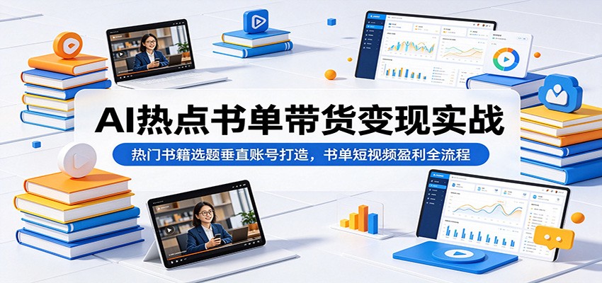 AI热点书单带货变现实战：热门书籍选题垂直账号打造，书单短视频盈利全流程-藏宝阁