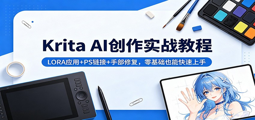 Krita AI创作实战教程：LORA应用+PS链接+手部修复，零基础也能快速上手-藏宝阁