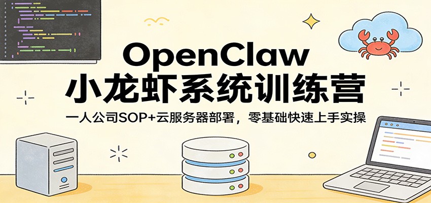 OpenClaw小龙虾系统训练营：一人公司SOP，云服务器部署，零基础快速上手实操-藏宝阁