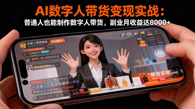AI数字人带货变现实战：普通人也能制作数字人带货，副业月收益达8000+-藏宝阁