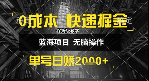 0成本快递掘金玩法，日入1k+，小白30分钟上手，收益嘎嘎猛【揭秘】-藏宝阁