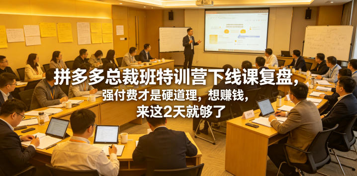 拼多多总裁班特训营下线课复盘，强付费才是硬道理，想賺钱，来这2天就够了-藏宝阁