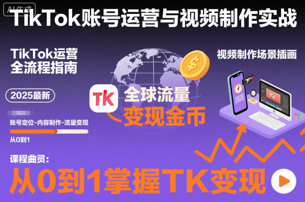 2025最新TikTok账号运营与视频制作实战全流程，从0到1掌握TK变现(含11月最新TK搬运技术)-藏宝阁