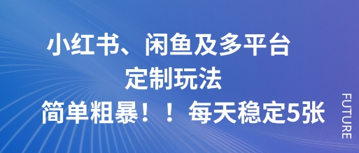 小红书、闲鱼及多平台定制玩法简单粗暴！每天稳定5张-藏宝阁