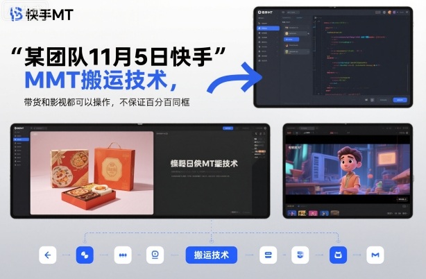 某团队11月5日快手MT搬运技术，带货和影视都可以操作，不保证百分百同框，自测-藏宝阁