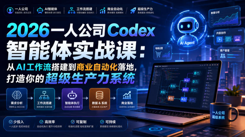 2026一人公司Codex智能体实战课：从AI工作流搭建到商业自动化落地，打造你的超级生产力系统-藏宝阁