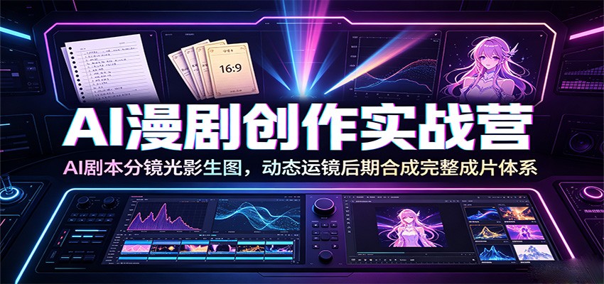 AI漫剧创作实战营：AI剧本分镜光影生图，动态运镜后期合成完整成片体系-藏宝阁