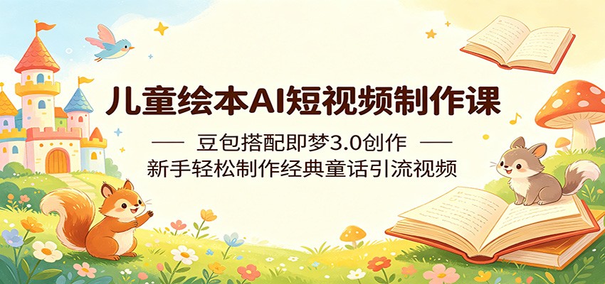 儿童绘本AI短视频制作课：豆包搭配即梦3.0创作，新手轻松制作经典童话引流视频-藏宝阁