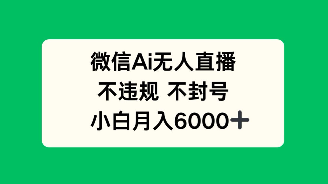 微信AI无人直播，不违规 不封号 ，小白月入6000+-藏宝阁