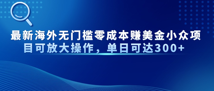 最新海外无门槛零成本赚美金小众项目可放大操作，单日可达300+-藏宝阁