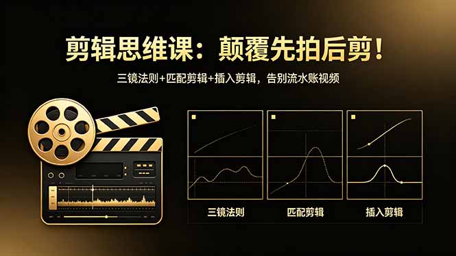 剪辑思维课：颠覆先拍后剪！三镜法则+匹配剪辑+插入剪辑，告别流水账视频-藏宝阁