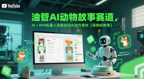 油管AI动物故事赛道，AI+RPA机器人流程自动化制作素材【保姆级教程】-藏宝阁