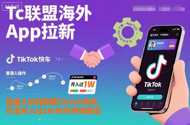 Tc联盟海外App拉新：普通人如何搭乘TikTok快车，打造月入过1W的可持续副业-藏宝阁