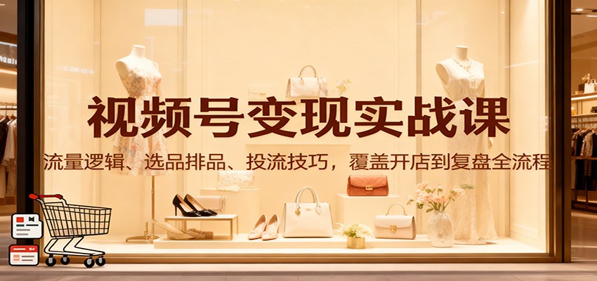 视频号变现实战课：流量逻辑、选品排品、投流技巧，覆盖开店到复盘全流程-藏宝阁