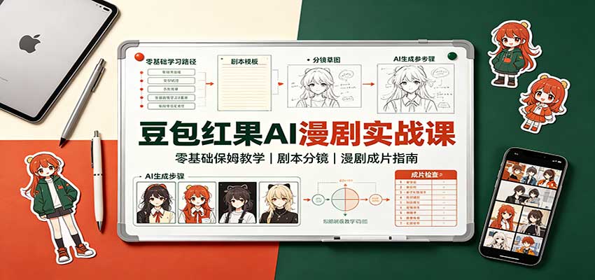 豆包红果AI漫剧实战课：零基础保姆教学，剧本分镜，漫剧成片指南-藏宝阁