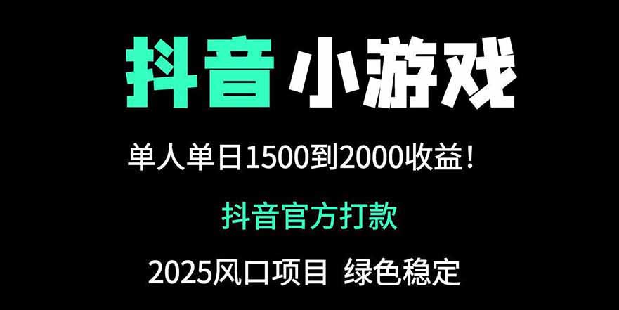 抖音官方小游戏2025全网最新玩法，暴利赚钱项目，单机日入2000+-藏宝阁
