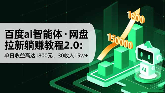 百度ai智能体·网盘拉新躺赚教程2.0：单日收益高达1800元，30收入15w+-藏宝阁