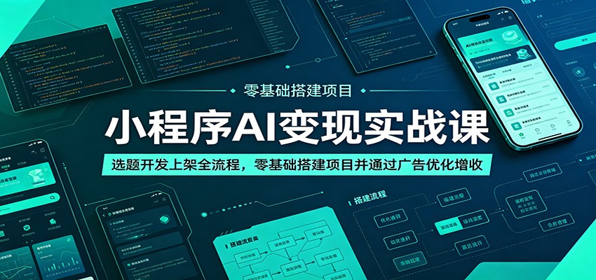 小程序AI变现实战课：选题开发上架全流程，零基础搭建项目并通过广告优化增收-藏宝阁