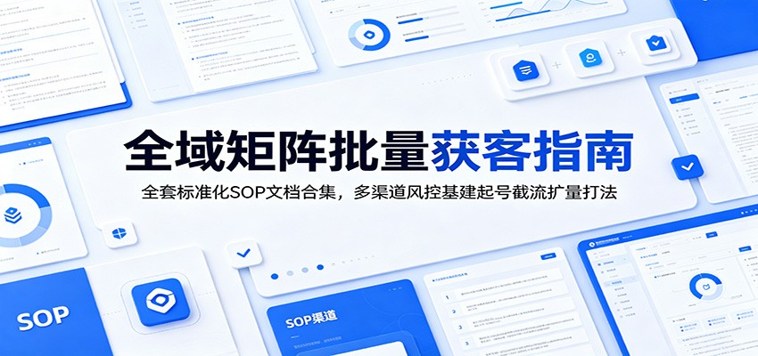 全域矩阵批量获客指南：全套标准化SOP文档合集，多渠道风控基建起号截流扩量打法-藏宝阁