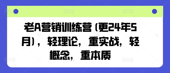 老A营销训练营(更25年6月)，轻理论，重实战，轻概念，重本质-藏宝阁