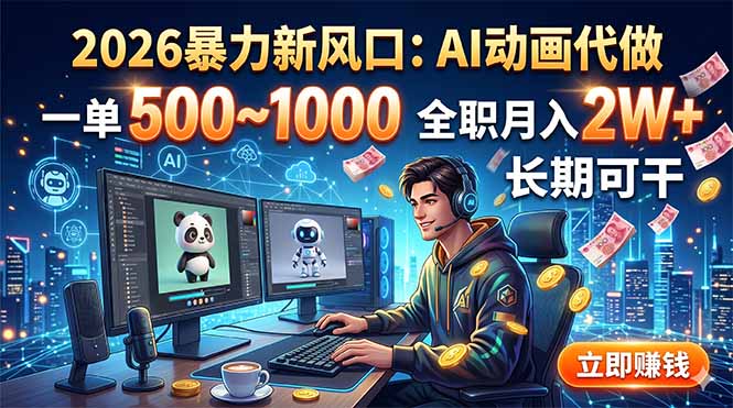 2026暴力新风口：AI动画代做，一单500~1000，全职月入2W+，长期可干-藏宝阁