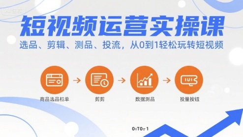 短视频运营实操课，选品、剪辑、测品、投流，从0到1轻松玩转短视频-藏宝阁