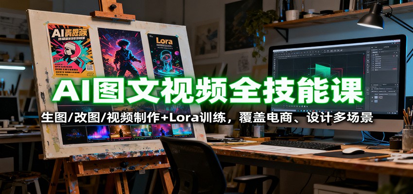 AI图文视频全技能课：生图/改图/视频制作+Lora训练，覆盖电商 、设计多场景-藏宝阁