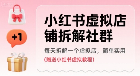 小红书虚拟店铺拆解社群，每天拆解一个虚拟店，简单实用(赠送小红书虚拟教程)-藏宝阁