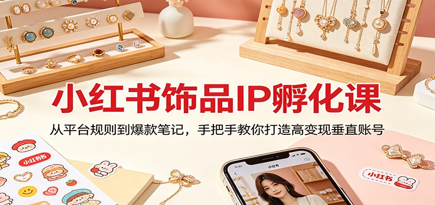 小红书饰品IP孵化课：从平台规则到爆款笔记，手把手教你打造高变现垂直账号-藏宝阁