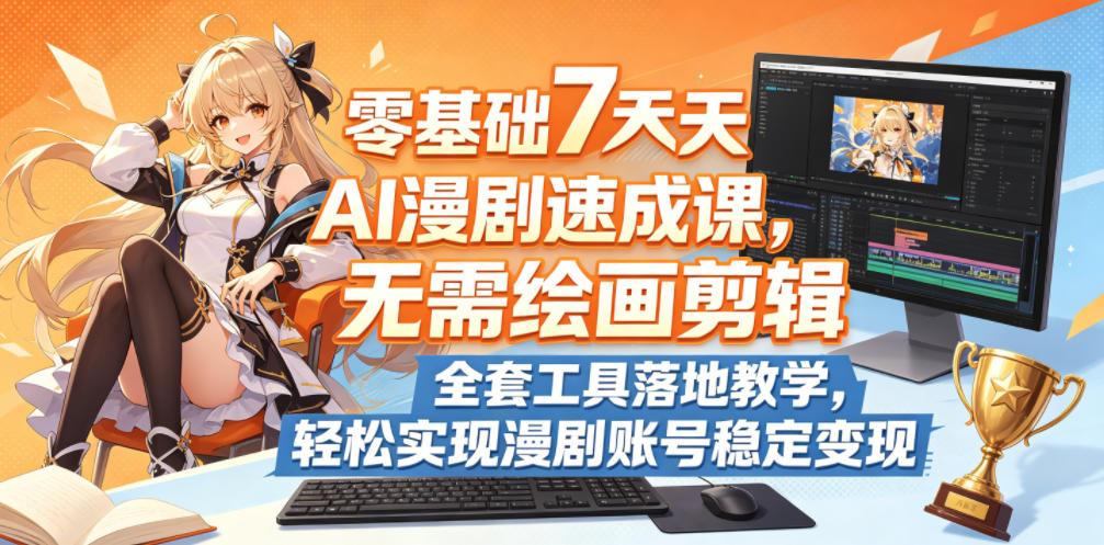 零基础7天AI漫剧速成课，无需绘画剪辑，全套工具落地教学，轻松实现漫剧账号稳定变现-藏宝阁