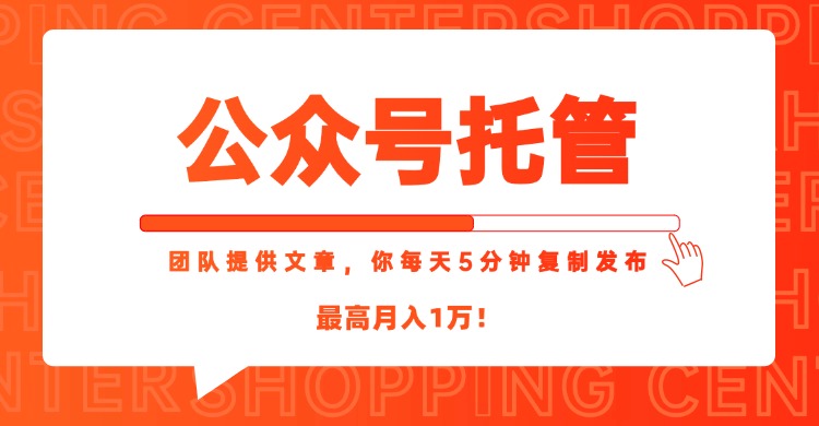 【公众号托管 】我提供文章，你每天５分钟复制发布，最高月入1W-藏宝阁