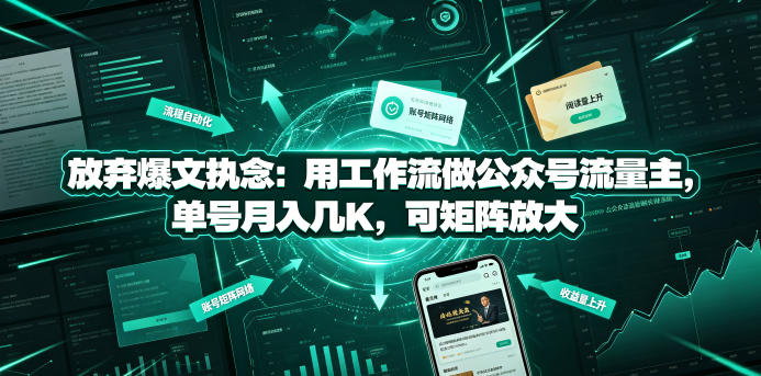 放弃爆文执念：用工作流做公众号流量主，单号月入几K，可矩阵放大-藏宝阁