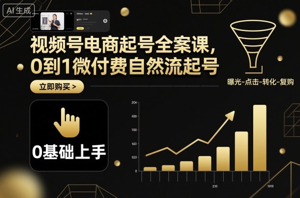 视频号电商起号全案课，0到1微付费自然流起号-藏宝阁