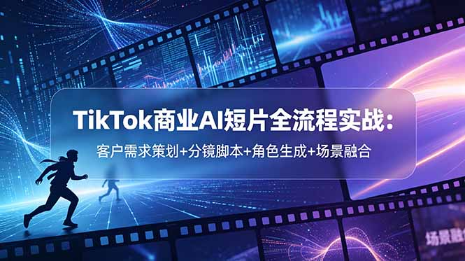 TikTok商业AI短片全流程实战：客户需求策划+分镜脚本+角色生成+场景融合-藏宝阁