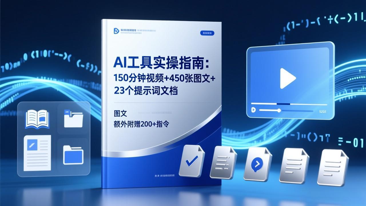 AI工具实操指南：150分钟视频+450张图文+23个提示词文档，额外附赠200+指令-藏宝阁