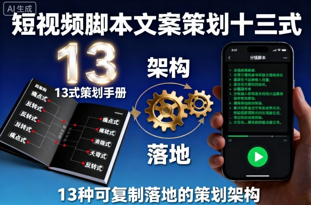 短视频脚本文案策划十三式，13种可复制落地的策划架构-藏宝阁
