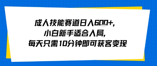 成人技能赛道日入多张，小白新手适合入局，每天只需10分钟即可获客变现-藏宝阁